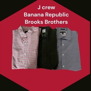 BANANA REPUBLIC J CREW BROOKS BOTHERS MENS SHIRTS medium